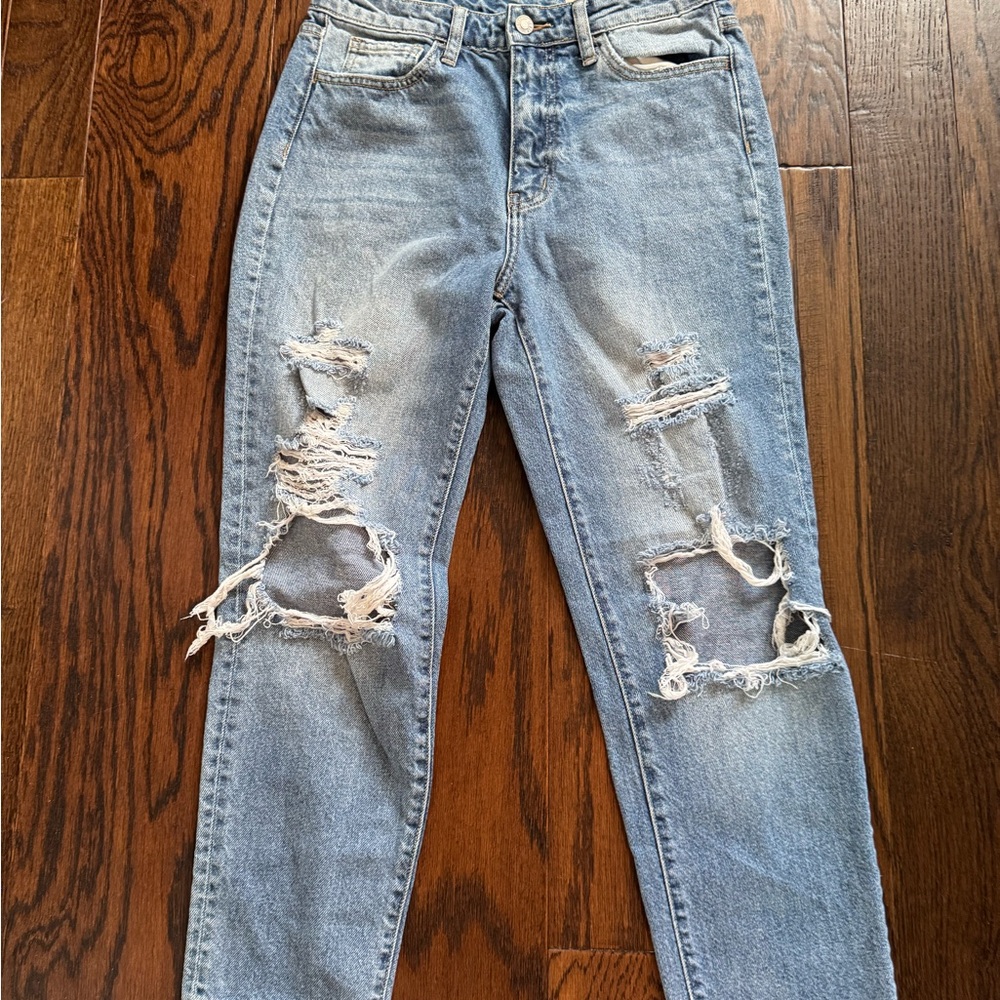 Bridge by Gly denim women’s size 27 Distressed Blue Jeans Mom fit